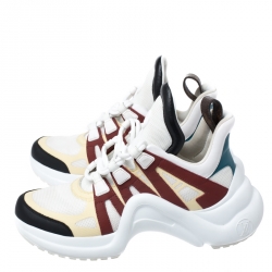 Louis Vuitton Multicolor Leather, Mesh And Monogram Canvas Archlight Lace Up Sneakers Size 38