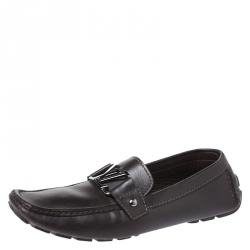 Louis Vuitton Dark Brown Leather Monte Carlo Loafers Size 42.5