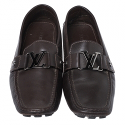 Louis Vuitton Dark Brown Leather Monte Carlo Loafers Size 42.5