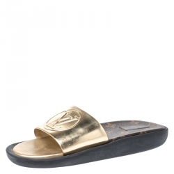 LOUIS VUITTON Monogram Sunbath Flat Mule Sandals 35 Black | FASHIONPHILE