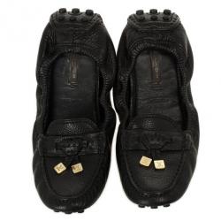 مملوكة مسبقًا Louis Vuitton Black Leather Lemon Loafers Size 38.5