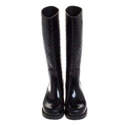 Pre Owned حذاء بوت مطر لوي فيتون سبلاش مطاط مونوغرامي أسود مقاس 38