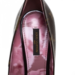 Pre Owned Louis Vuitton Monogram Canvas Peep Toe Platform Pumps Size 39