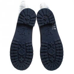 Pre Owned Louis Vuitton Dark Blue Monogram Rubber Drops Knee Length Boots Size 37