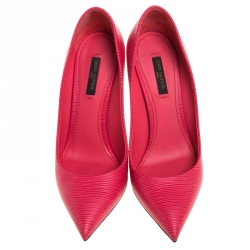 Pre Owned حذاء كعب عالي لوي فيتون آيلاين مقدمة مدببة جلد ايبي أحمر مقاس 38