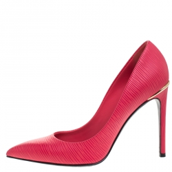 Pre Owned حذاء كعب عالي لوي فيتون آيلاين مقدمة مدببة جلد ايبي أحمر مقاس 38