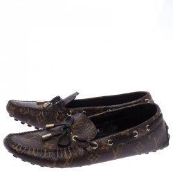 Pre Owned Louis Vuitton Brown Monogram Canvas Gloria Flat Loafers Size 40