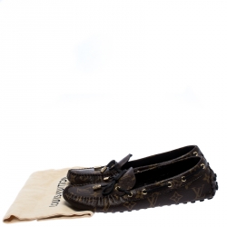 Pre Owned Louis Vuitton Brown Monogram Canvas Gloria Flat Loafers Size 40