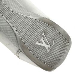 Pre Owned Louis Vuitton Silver Monogram Sneakers Size 38.5
