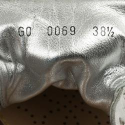 Pre Owned Louis Vuitton Silver Monogram Sneakers Size 38.5