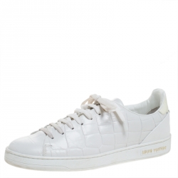 Authentic Louis Vuitton Frontrow White Leather Gold Flap Sneakers EU 37,5  US 7,5
