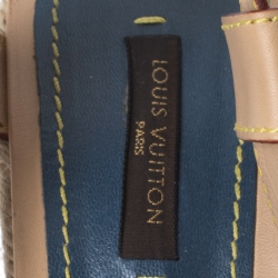 مملوكة مسبقًا Louis Vuitton Beige Leather Espadrilles Wedge Platform Ankle Strap Sandals Size 38