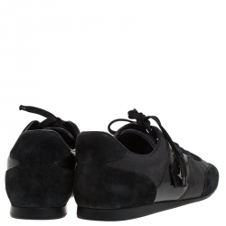 مملوكة مسبقًا Louis Vuitton Black Suede Leather Low Top Sneakers Size 38