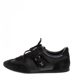 مملوكة مسبقًا Louis Vuitton Black Suede Leather Low Top Sneakers Size 38