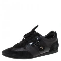 مملوكة مسبقًا Louis Vuitton Black Suede Leather Low Top Sneakers Size 38