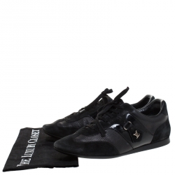 مملوكة مسبقًا Louis Vuitton Black Suede Leather Low Top Sneakers Size 38
