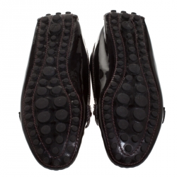 Pre Owned Louis Vuitton Burgundy Patent Leather Oxford Loafers Size 38
