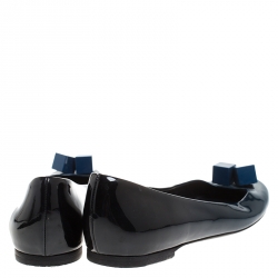 Pre Owned Louis Vuitton Two Tone Patent Leather Cube Embellished Ballet Flats Size 38
