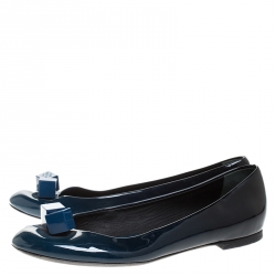 Pre Owned Louis Vuitton Two Tone Patent Leather Cube Embellished Ballet Flats Size 38