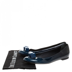 Pre Owned Louis Vuitton Two Tone Patent Leather Cube Embellished Ballet Flats Size 38