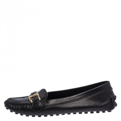 Pre Owned حذاء لوفرز أوكسفورد لوي فيتون جلد لامع أحمر داكن مقاس 38.5