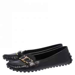 Pre Owned حذاء لوفرز أوكسفورد لوي فيتون جلد لامع أحمر داكن مقاس 38.5