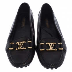 Pre Owned حذاء لوفرز أوكسفورد لوي فيتون جلد لامع أحمر داكن مقاس 38.5