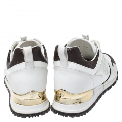 Louis Vuitton White Mesh and Leather Run Away Lace Up Sneakers Size 38