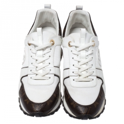 Louis Vuitton White Mesh and Leather Run Away Lace Up Sneakers Size 38