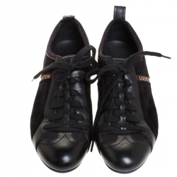 مملوكة مسبقًا حذاء رياضي لوي فيتون منخفض من الأعلي قماش وسويدي، جلد أسود مقاس 38