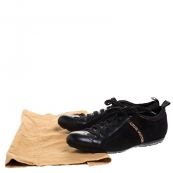 مملوكة مس بقًا حذاء رياضي لوي فيتون منخفض من الأعلي قماش وسويدي، جلد أسود مقاس 38