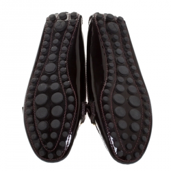 Pre Owned Louis Vuitton Dark Burgundy Leather Oxford Ballet Flats Size 37