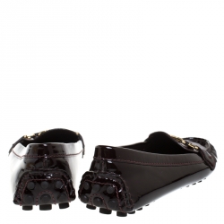 Pre Owned Louis Vuitton Dark Burgundy Leather Oxford Ballet Flats Size 37
