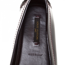 Pre Owned Louis Vuitton Dark Burgundy Leather Oxford Ballet Flats Size 37