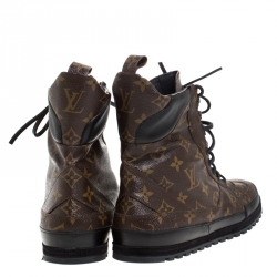 Louis Vuitton Brown Monogram Canvas And Leather High Top Lace Up Sneakers Size 41