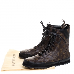 Louis Vuitton Brown Monogram Canvas And Leather High Top Lace Up Sneakers Size 41
