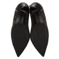 Pre Owned Louis Vuitton Brown Monogram Mini Lin Raquel Pumps Size 39
