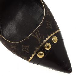 Pre Owned Louis Vuitton Brown Monogram Mini Lin Raquel Pumps Size 39