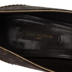Pre Owned Louis Vuitton Brown Monogram Mini Lin Raquel Pumps Size 39