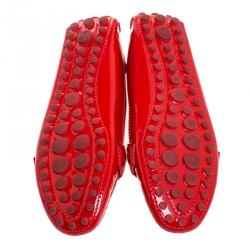 Pre Owned Louis Vuitton Red Patent Leather Oxford Loafers Size 38