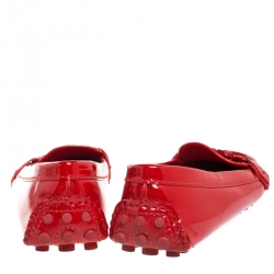 Pre Owned Louis Vuitton Red Patent Leather Oxford Loafers Size 38