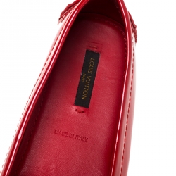 Pre Owned Louis Vuitton Red Patent Leather Oxford Loafers Size 38