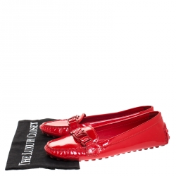 Pre Owned Louis Vuitton Red Patent Leather Oxford Loafers Size 38