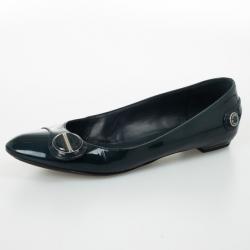 Pre Owned Louis Vuitton Teal Leather Sloane Ballet Flats Size 39