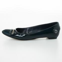 Pre Owned Louis Vuitton Teal Leather Sloane Ballet Flats Size 39