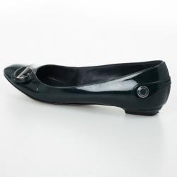 Pre Owned Louis Vuitton Teal Leather Sloane Ballet Flats Size 39