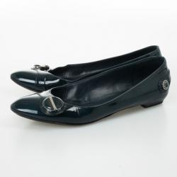 Pre Owned Louis Vuitton Teal Leather Sloane Ballet Flats Size 39