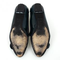 Pre Owned Louis Vuitton Teal Leather Sloane Ballet Flats Size 39