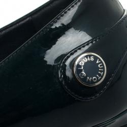 Pre Owned Louis Vuitton Teal Leather Sloane Ballet Flats Size 39