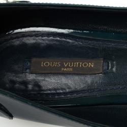Pre Owned Louis Vuitton Teal Leather Sloane Ballet Flats Size 39